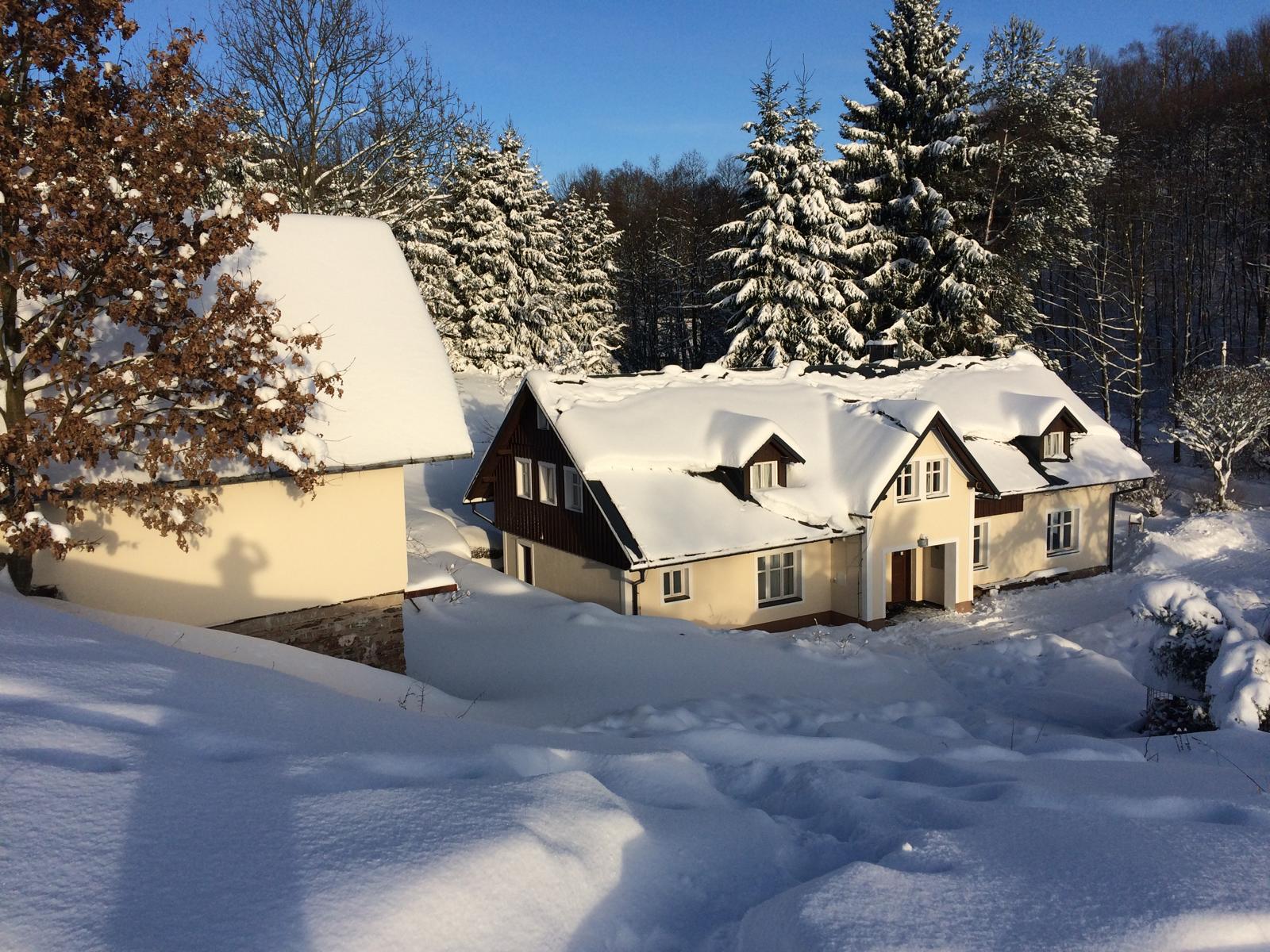 Everpine Mountain Lodge in de sneeuw